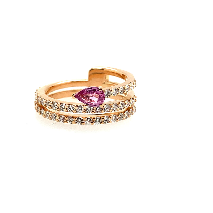 Rose Gold Ring with Diamonds and Pink Sapphire 16015LARDZR Bandiera Jewellers