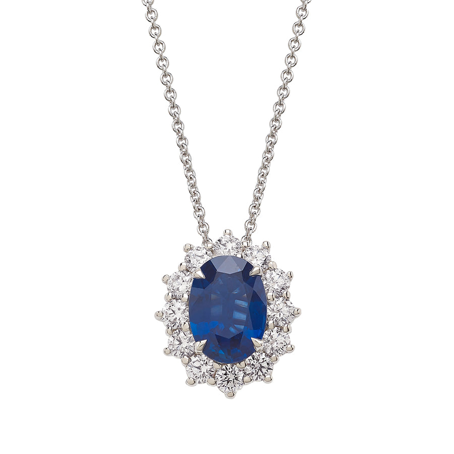 18kt White Gold Diamond & Sapphire Pendant 16331LPBDZ Bandiera Jewellers