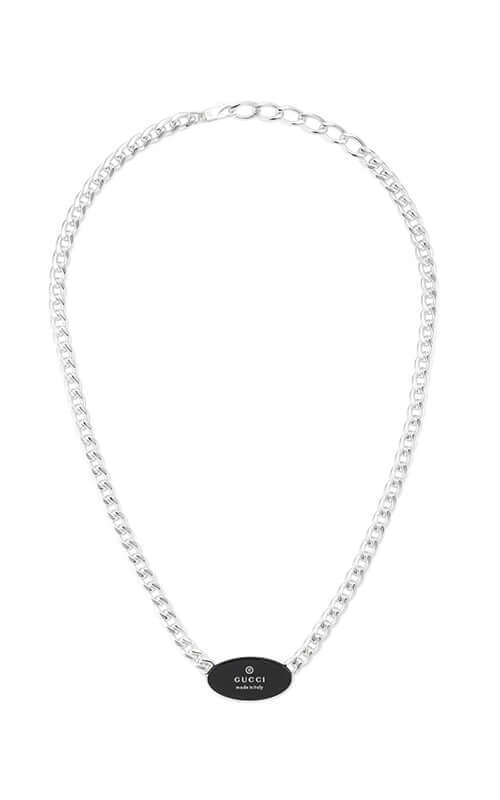 GUCCI Trademark Necklace with Oval Tag Sterling Silver YBB79704900100U Bandiera Jewellers