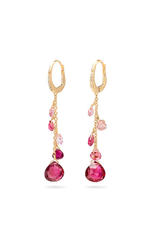 Marco Bicego Paradise Earrings Pink Tourmaline and Diamonds OB1743-MB-TR01-Y Bandiera Jewellers