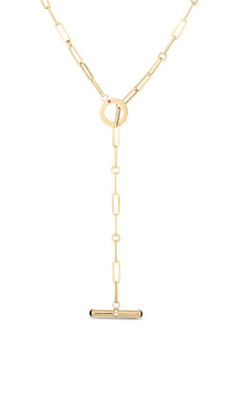 Roberto Coin Designer Gold Paperclip Chain with diamond accent toggle 7773285AY17X Bandiera Jewellers