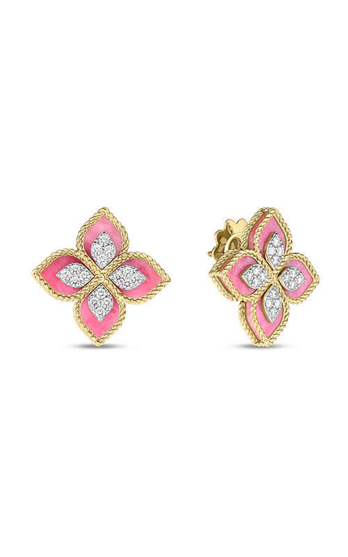 Roberto Coin Venetian Princess Diamond & Rhodonite Earrings 8883500AJERX Bandiera Jewellers