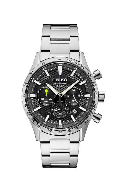 SEIKO Chronograph Quartz Black Dial SSB413P1 BANDIERA JEWELLERS